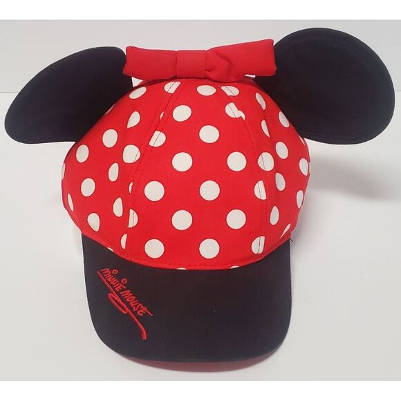 Disneyland Minnie Mouse Ball Cap Polka Dot Bow Hat Youth Disney Parks Authentic - Picture 1 of 11